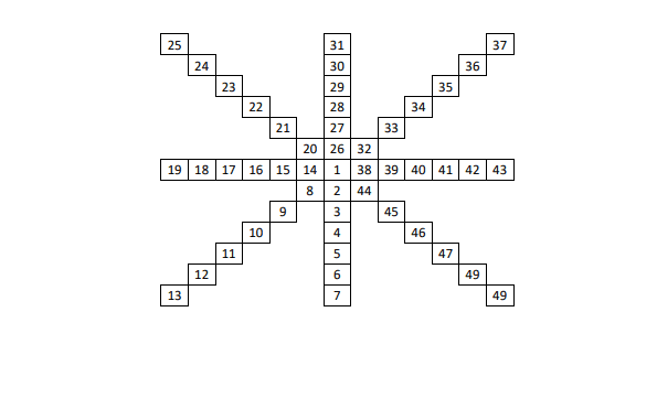 Crossword puzzle grid with numbered boxes.